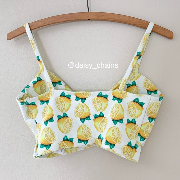Kimchi Blue Lemon Print Crop Top - Picture 2 of 7